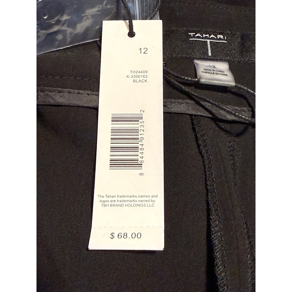 Tahari Black Straight-Leg Trousers with Gold Zipper Detail - Picture 16 of 16